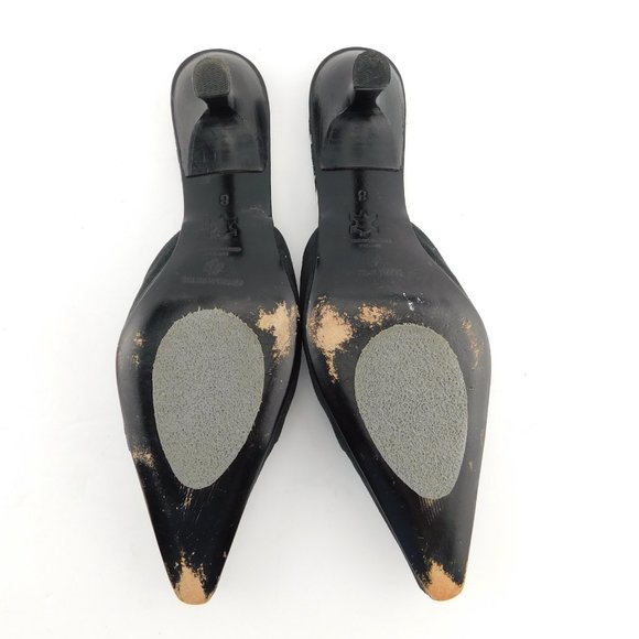 OLIVIA ROSE TAL Crystal Accent Black Suede Slide Mules 8 - Picture 6 of 8